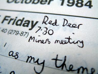 1984 diary - miners' strike meeting at the Red Deer, Sheffield