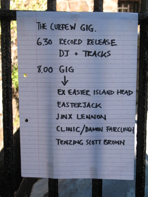 Curfew Tower gig line-up, August 2013
